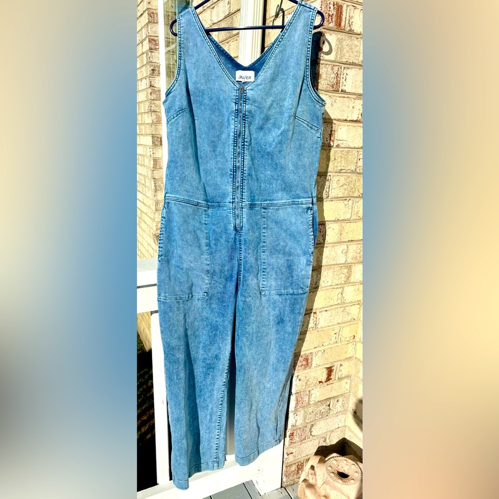 DUER jumpsuit overalls performance denim jeans active stretch zip  XL
